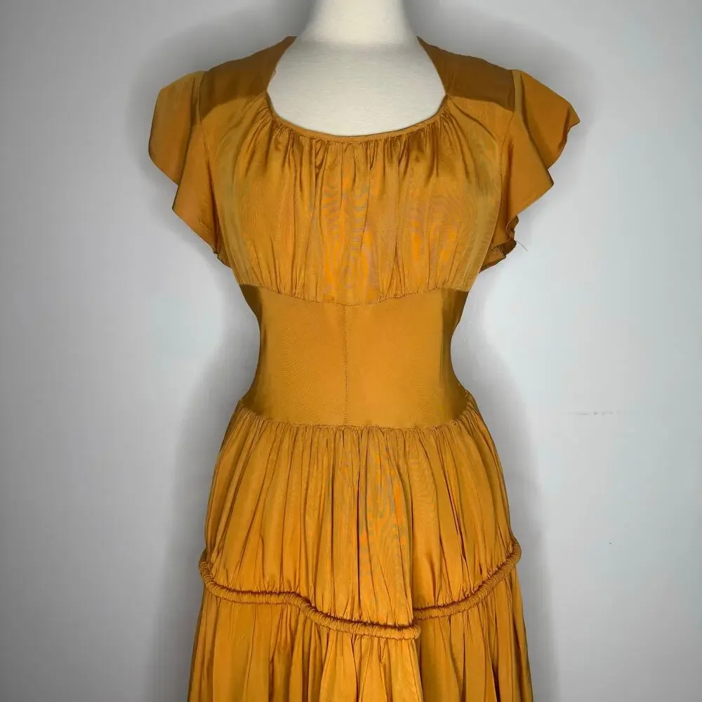 Vintage 1930s Mustard Yellow Maxi Dress - Picture 2 of 11